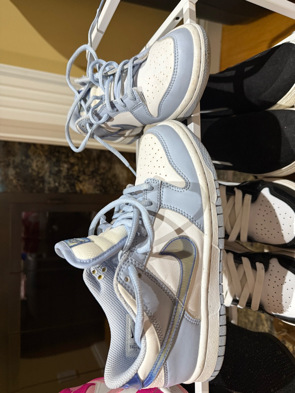 Nike Dunk Kids Light Blue and White Low-Top Sneakers with Swoosh